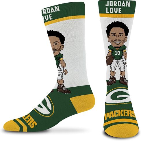 For Bare Feet - Green Bay Packers NFL Player Footwear For Men And Women Game Day Apparel Dress Socks - Jordan Love in Saudi Arabia