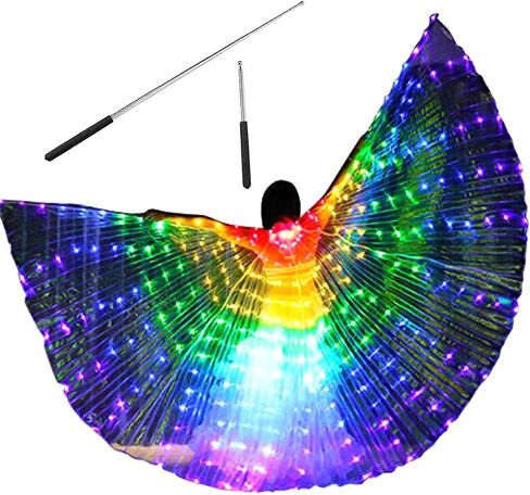 Girls LED Belly Dance Wings Glow Angel Dance Wings with Sticks for Halloween Christmas Party in Saudi Arabia