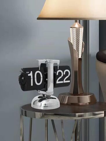 Flip Clock, Retro Desk Clock Vintage Design Auto Desk Clock with Large Number & Battery Powered Internal Gear Operated Clock for Home & Office Décor (Black) in Kuwait