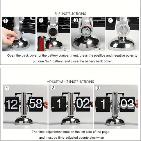 Flip Clock, Retro Desk Clock Vintage Design Auto Desk Clock with Large Number & Battery Powered Internal Gear Operated Clock for Home & Office Décor (Black) in Kuwait