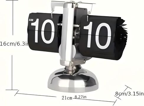 Flip Clock, Retro Desk Clock Vintage Design Auto Desk Clock with Large Number & Battery Powered Internal Gear Operated Clock for Home & Office Décor (Black) in Kuwait