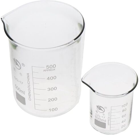 FEIYING 2pcs 100ml 500ml Lab Beaker, Low Form Glass Beaker Chemistry Lab Borosilicate Beaker Chemical Laboratory Equipment Scaled Measuring Cup in Saudi Arabia
