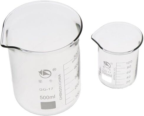 FEIYING 2pcs 100ml 500ml Lab Beaker, Low Form Glass Beaker Chemistry Lab Borosilicate Beaker Chemical Laboratory Equipment Scaled Measuring Cup in Saudi Arabia