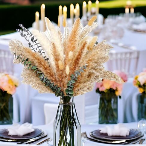 110 PCS of Boho Pampas Grass Decor, Naturally Dried Pompas, Boho Home Decor Dried Flowers for Wedding Floral Room Home Party Table Decorations in Saudi Arabia