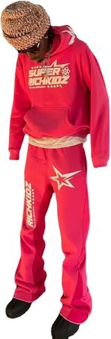 Women's Casual 2 Piece Sweatsuits Fashion Star Letter Print Hoodies Jogger Sweatpants Set Tracksuits in Kuwait