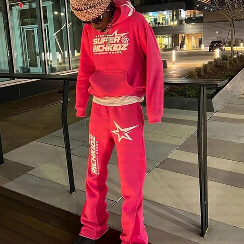 Women's Casual 2 Piece Sweatsuits Fashion Star Letter Print Hoodies Jogger Sweatpants Set Tracksuits in Kuwait