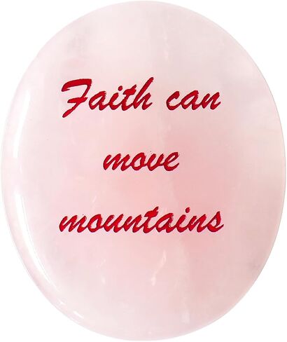 Rose Quartz Healing Crystals - Natural Polished Rocks for Anxiety Relief, Positive Energy, Spiritual Decor, Lucky Charm, Smooth Worry Stones for Spiritual Healing - Faith Can Move Mountains in Saudi Arabia