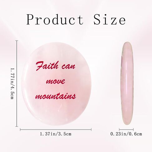 Rose Quartz Healing Crystals - Natural Polished Rocks for Anxiety Relief, Positive Energy, Spiritual Decor, Lucky Charm, Smooth Worry Stones for Spiritual Healing - Faith Can Move Mountains in Saudi Arabia