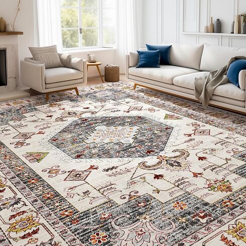 HappyTrends 5x7 Boho Area Rug Large Non Slip Washable Area Rugs Bohemian Vintage Carpet Outdoor Rugs for Living Room Bedroom Bathroom Entryway Dorm Kitchen Green in Saudi Arabia