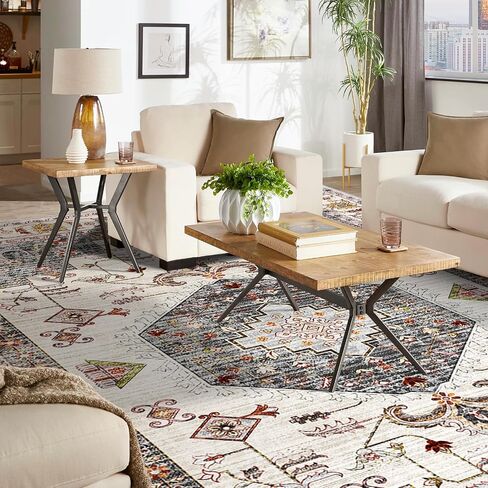 HappyTrends 5x7 Boho Area Rug Large Non Slip Washable Area Rugs Bohemian Vintage Carpet Outdoor Rugs for Living Room Bedroom Bathroom Entryway Dorm Kitchen Green in Saudi Arabia