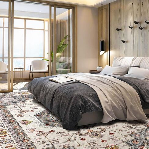 HappyTrends 5x7 Boho Area Rug Large Non Slip Washable Area Rugs Bohemian Vintage Carpet Outdoor Rugs for Living Room Bedroom Bathroom Entryway Dorm Kitchen Green in Saudi Arabia