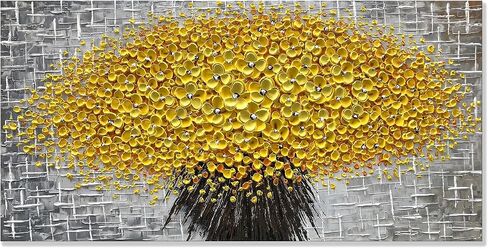 zoinart Hand Paintings 3D Floral Canvas Wall Art 24x24 Inches Abstract Floral Paintings Modern Contemporary Texture Wall Art Tree Black and White Artwork for Home Decorations in Kuwait