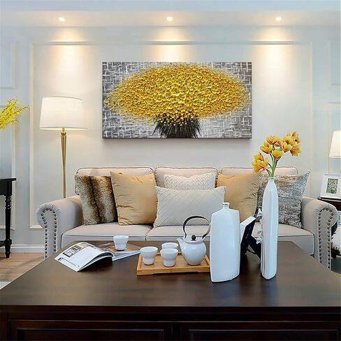 zoinart Hand Paintings 3D Floral Canvas Wall Art 24x24 Inches Abstract Floral Paintings Modern Contemporary Texture Wall Art Tree Black and White Artwork for Home Decorations in Kuwait