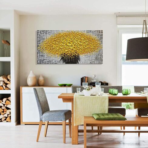 zoinart Hand Paintings 3D Floral Canvas Wall Art 24x24 Inches Abstract Floral Paintings Modern Contemporary Texture Wall Art Tree Black and White Artwork for Home Decorations in Kuwait