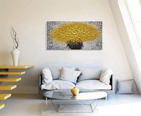 zoinart Hand Paintings 3D Floral Canvas Wall Art 24x24 Inches Abstract Floral Paintings Modern Contemporary Texture Wall Art Tree Black and White Artwork for Home Decorations in Kuwait