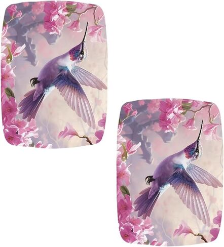 Covers Set of 2,Elastic Backless Bar Stools Covers for Kitchen Counter,Vanity Stool Covers Square,Foot Stool Seat Cushion Covers Hummingbird in Kuwait