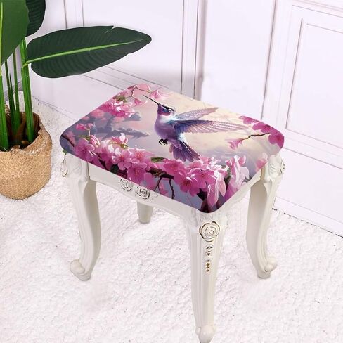 Covers Set of 2,Elastic Backless Bar Stools Covers for Kitchen Counter,Vanity Stool Covers Square,Foot Stool Seat Cushion Covers Hummingbird in Kuwait