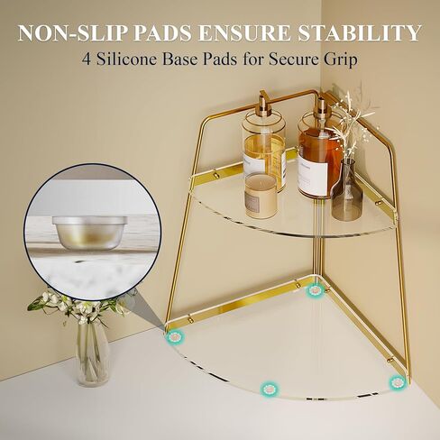 NiHome 2-Tier Acrylic Countertop Corner Organizer for Bathroom Kitchen Bedroom, Corner Skincare Organizers Makeup Organizer for Vanity Storage - Sturdy Metal Frame & Anti-Slip Pads, Home & Office Use in Saudi Arabia