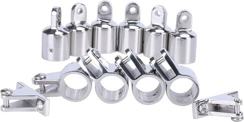 Amarine Made Stainless Steel 6pcs Bimini Top Caps Tube Canopy Hardware Eye End Top Fittings and 4pcs Bimini Top Jaw Slides and 2pcs Bimini Top Deck Hinges Fit 1 inch in Saudi Arabia