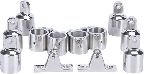 Amarine Made Stainless Steel 6pcs Bimini Top Caps Tube Canopy Hardware Eye End Top Fittings and 4pcs Bimini Top Jaw Slides and 2pcs Bimini Top Deck Hinges Fit 1 inch in Saudi Arabia