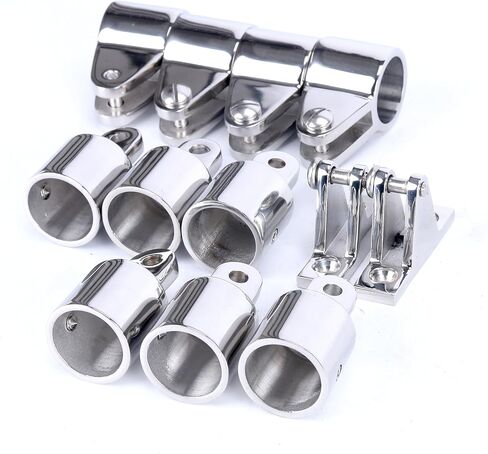 Amarine Made Stainless Steel 6pcs Bimini Top Caps Tube Canopy Hardware Eye End Top Fittings and 4pcs Bimini Top Jaw Slides and 2pcs Bimini Top Deck Hinges Fit 1 inch in Saudi Arabia