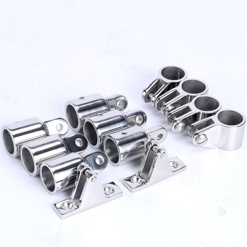 Amarine Made Stainless Steel 6pcs Bimini Top Caps Tube Canopy Hardware Eye End Top Fittings and 4pcs Bimini Top Jaw Slides and 2pcs Bimini Top Deck Hinges Fit 1 inch in Saudi Arabia