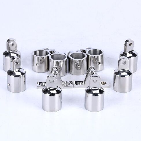 Amarine Made Stainless Steel 6pcs Bimini Top Caps Tube Canopy Hardware Eye End Top Fittings and 4pcs Bimini Top Jaw Slides and 2pcs Bimini Top Deck Hinges Fit 1 inch in Saudi Arabia