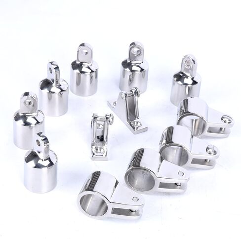 Amarine Made Stainless Steel 6pcs Bimini Top Caps Tube Canopy Hardware Eye End Top Fittings and 4pcs Bimini Top Jaw Slides and 2pcs Bimini Top Deck Hinges Fit 1 inch in Saudi Arabia