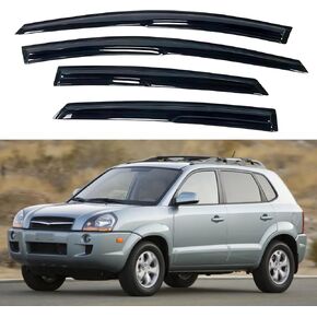 Window Visor Compatible with Hyundai Tucson 2005-2009, Rain Guard Tape-On Extra Durable Sun Wind Air Side Vent Window Deflector, 2005 2006 2007 2008 2009