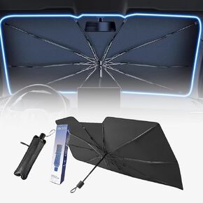 ZDLYH Car Windshield Sun Shade Umbrella, Protect Car from Sun Rays & Heat Damage, UV Ray Reflector, Protect Interior & Keep Cool,Convenient Storage,Durable,Fit for SUV/Truck (Vent, Large(59 * 33in))