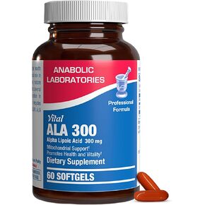 Alpha Lipoic Acid 300mg - 60 Softgel Supplements for Energy Production and Bone, Eye, and Nerve Health - Vital ALA 300 with Antioxidant Properties