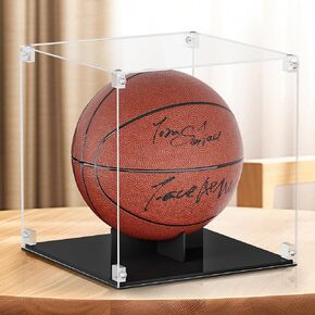 Basketball Display Case with Basketball Holder, Basketball Case Fits for Autographed Basketball, Acrylic Display Case with Removable Built-in Stand Suitable for Sports Collectibles