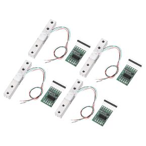 MECCANIXITY 4 Set Digital Load Cell Weight Sensor 10KG + HX711 Module Weighing Sensor 24 Bit Precision A/D Dual-Channel for DIY Portable Electronic Kitchen Scale Kit