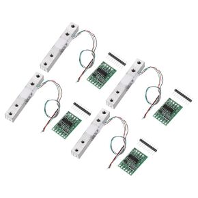 MECCANIXITY 4 Set Digital Load Cell Weight Sensor 1KG + HX711 Module Weighing Sensor 24 Bit Precision A/D Dual-Channel for DIY Portable Electronic Kitchen Scale Kit