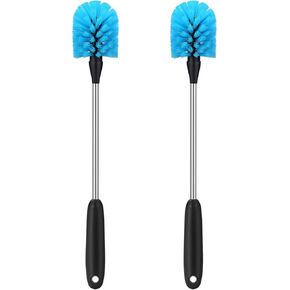 Stainless Steel Water Bottle Brush, Long Handle Scrubbing Brush, Built for Cleaning Sports Bottles, Baby Bottles, Cups, Coffee Mugs, Glasswares, Wine Decanters, Flask, 2 Pack, 15 in