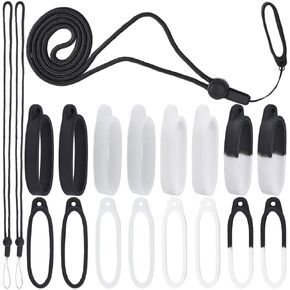 CRASPIRE 23Pcs Anti-Lost Lanyard Set with 20Pcs 13-20mm Anti-Lost Silicone Rings Soft Pen Protective Holder Necklace Lanyards Strap Pendant 3Pcs Adjustable Hanging Lanyards Replacement Multipurpose