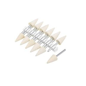 12Pcs 12mm Wool Felt Mounted Mandrel Conical Polishing Bits Burrs Buffing Wheels, 1/8 Inch Shank for Grinding Dremel Rotary Tool Mandrel Jewelry Metal Mould Glass Nail Painting