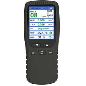 Air Quality Monitor Pollution Meter Multi-Function Air Quality Detector PM2.5 PM1.0 PM10 TVOC Air Quality Tester AMT096