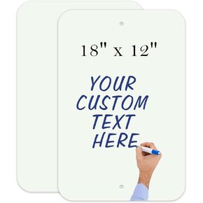 2 Pack Large Blank Write-On Metal Sign, 18" x 12" Blank White Metal Signs, UV Protected Rust-Free Reflective Aluminum, Durable Ink, Easy to Install