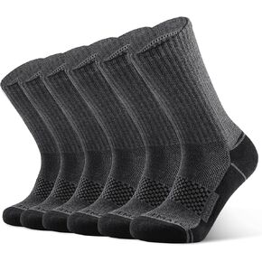 Closemate Mens Athletic Cushioned Crew Socks 6 Pairs Cotton Moisture-Wicking Work Sport Socks for Hiking Basketball