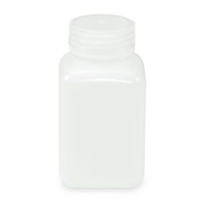 Globe Scientific 7180250 Diamond RealSeal Bottle, Wide Mouth, Square, HDPE with PP Closure, 250mL, 12/Pack