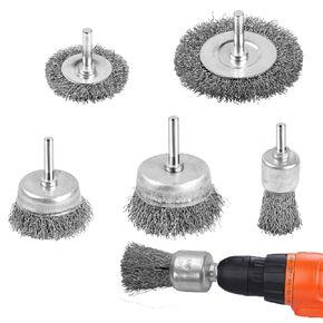Wire Brush for Drill，5 Pack Carbon Steel Wire Wheel Brush, Cup Brush, Pen Brush Set for Cleaning Rust, Stripping and Abrasive for Drill 1/4 Inch Hex Shank