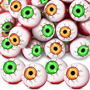 24 Pcs Halloween Eyeballs Decorations Foam Fake Eye Balls Scary Realistic Halloween Props Eyeball for Tiered Tray Vase Filler Clear Jar Table Home Craft Party Decor