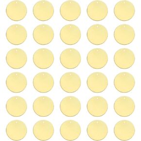 uxcell Round Brass Tags, 50Pcs 16mm/0.6" Blank Brass Disc Stamping Tag with Hole for DIY Crafts Pendants Labeling Making