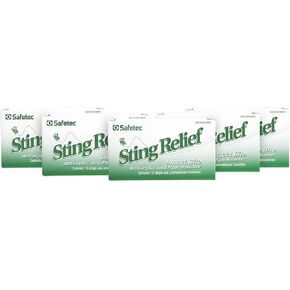Safetec Sting Relief Wipes 10ct Box (5 Pack of 10ct Wipes - 50 Sting Wipes) for Insect Bites & Stings