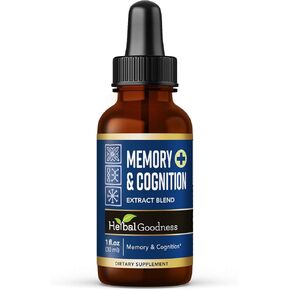 Herbal Goodness Memory and Cognition Liquid Extract 1oz - Memory and Clarity Support, Immune Support, Performance Support, Energy Boost - Organic, Natural