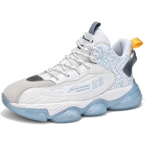 Mens Lace Up High Top Fashion Sneakers Lightweight Non-Slip Soft Sole Basketball Shoes for Tennis Running Walking Training