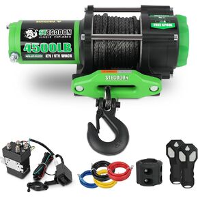 4500 lb ATV/UTV Electric Winch 12V Waterproof Electric Winch Off-Road Synthetic Rope Winch for ATV UTV Towing Trailer Winches with 2 Wireless remotes,Winch Stopper and Winch Mounting Plate