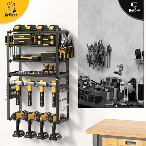 منظم أدوات الطاقة، 8 حامل مثقاب على الحائط، منظم وتخزين أدوات المرآب شديدة التحمل، رف أدوات مناسب لغرفة الأدوات، ورشة العمل، المرآب in Kuwait