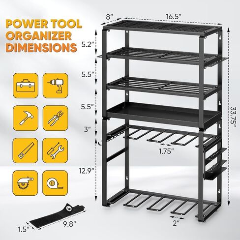 منظم أدوات الطاقة، 8 حامل مثقاب على الحائط، منظم وتخزين أدوات المرآب شديدة التحمل، رف أدوات مناسب لغرفة الأدوات، ورشة العمل، المرآب in Kuwait